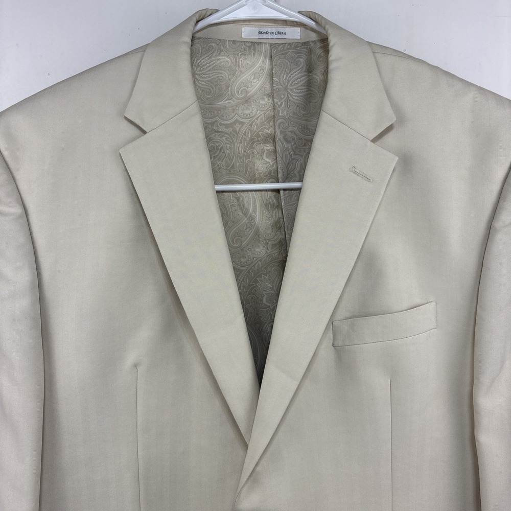 Chaps 48R Mens Cream 2 Button Blazer Sport Coat Jacket Subtle Stripes EUC‎ - Picture 6 of 13
